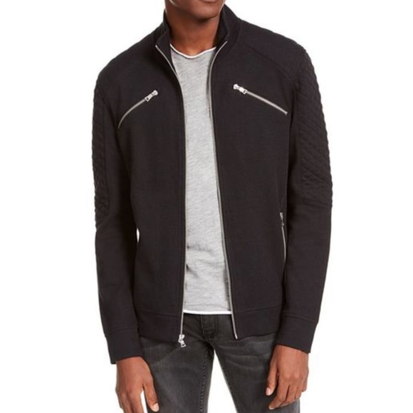 INC International Concepts Other - INC Men's Ribbed Quilted-Sleeve Jacket Black Size Medium